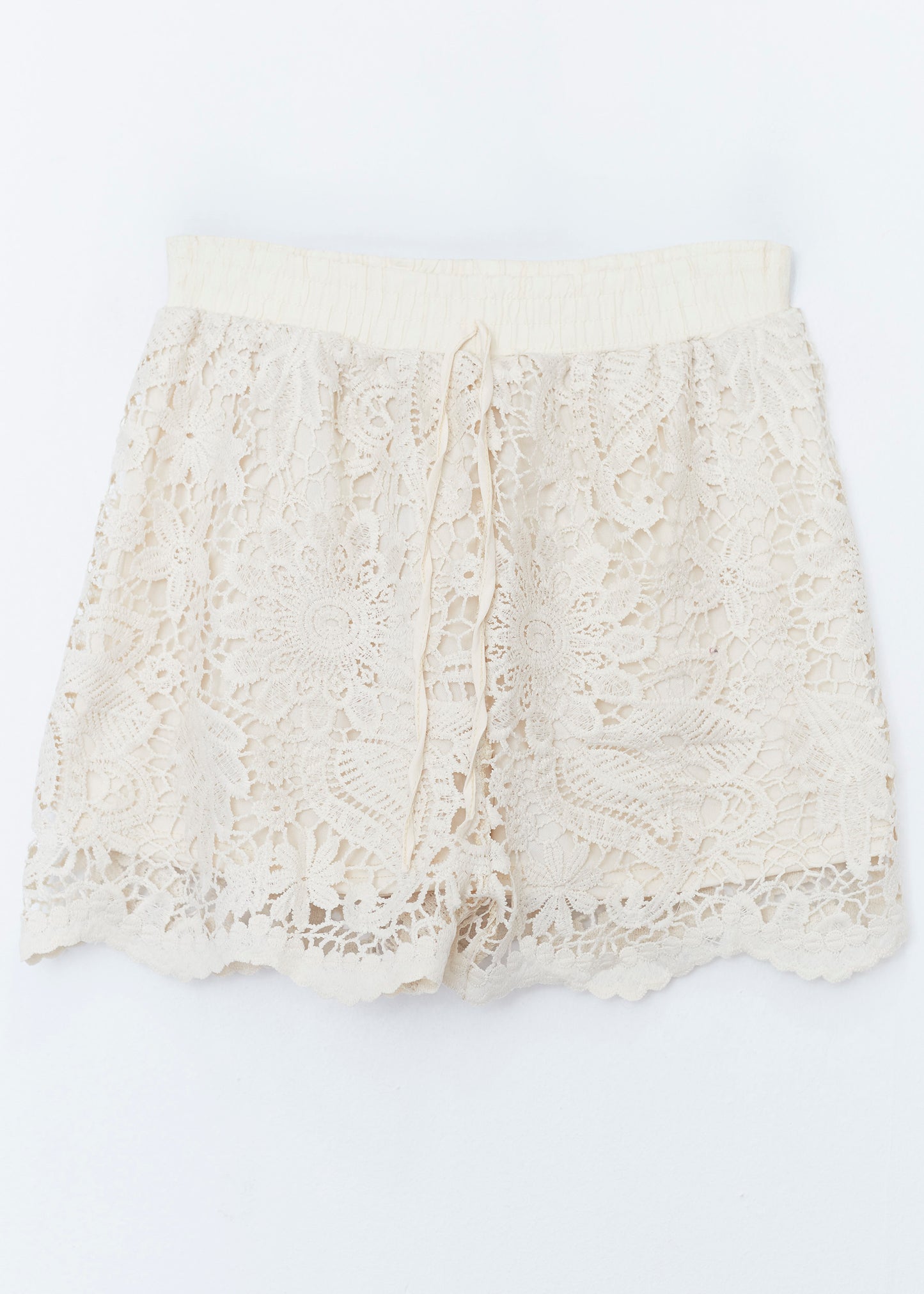 Floral guipure shorts