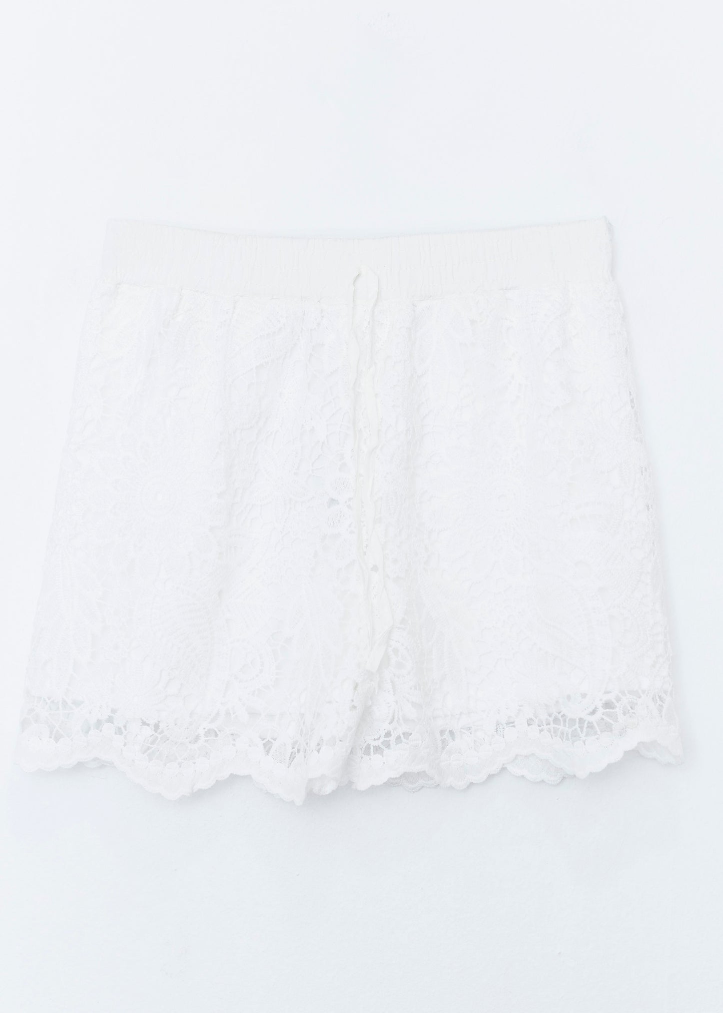 Floral guipure shorts