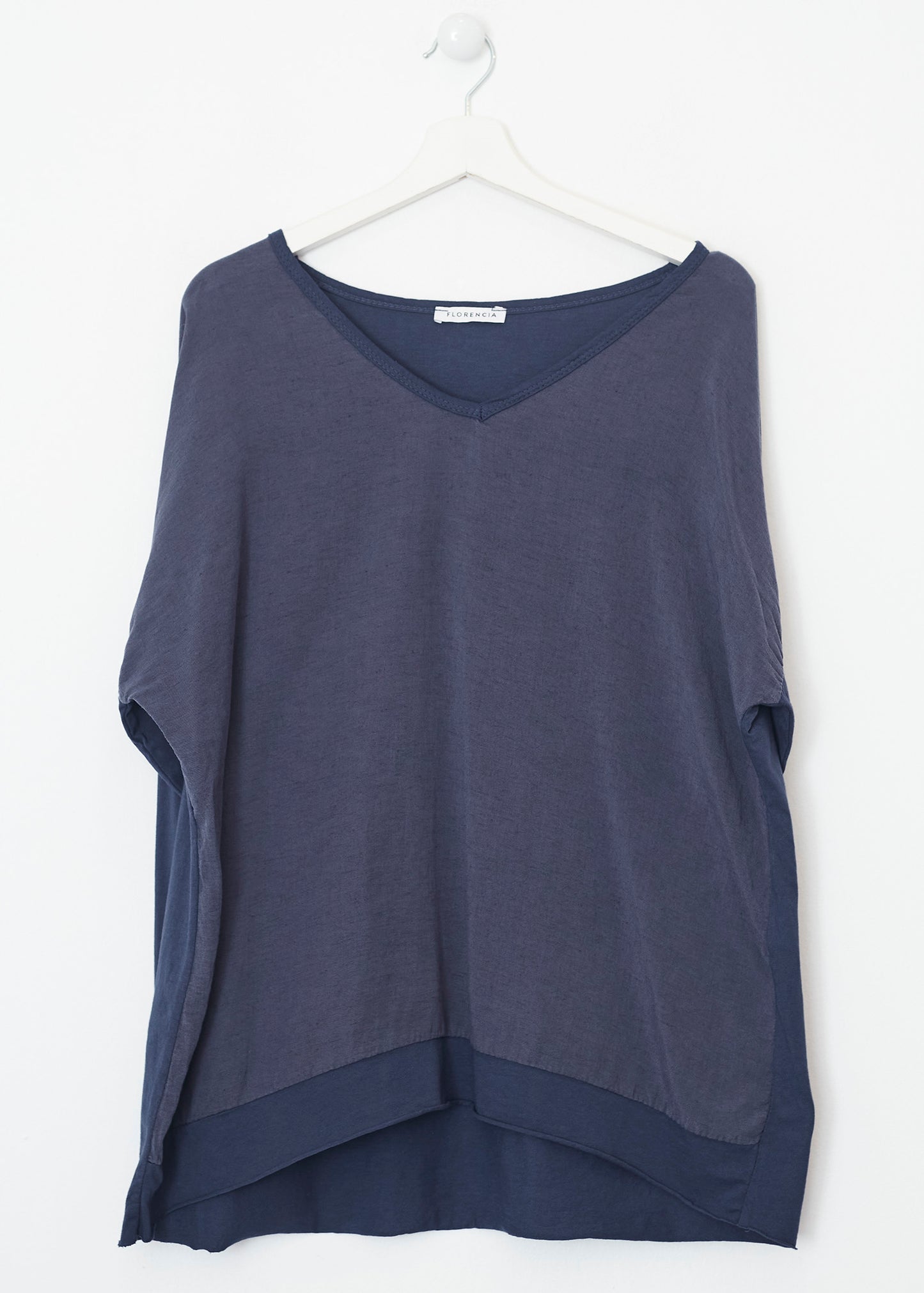 Camiseta bitextura lino cuello punta