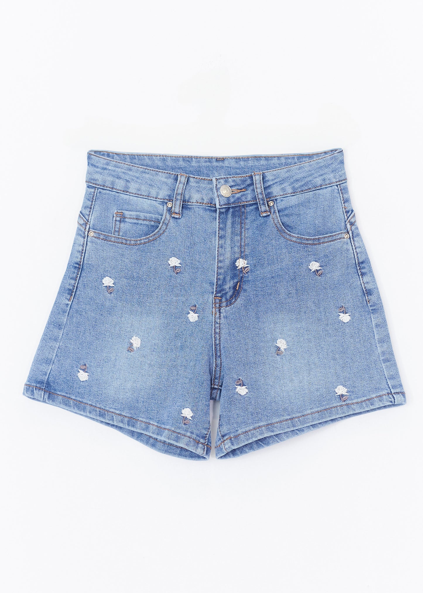 Short denim bordados florales
