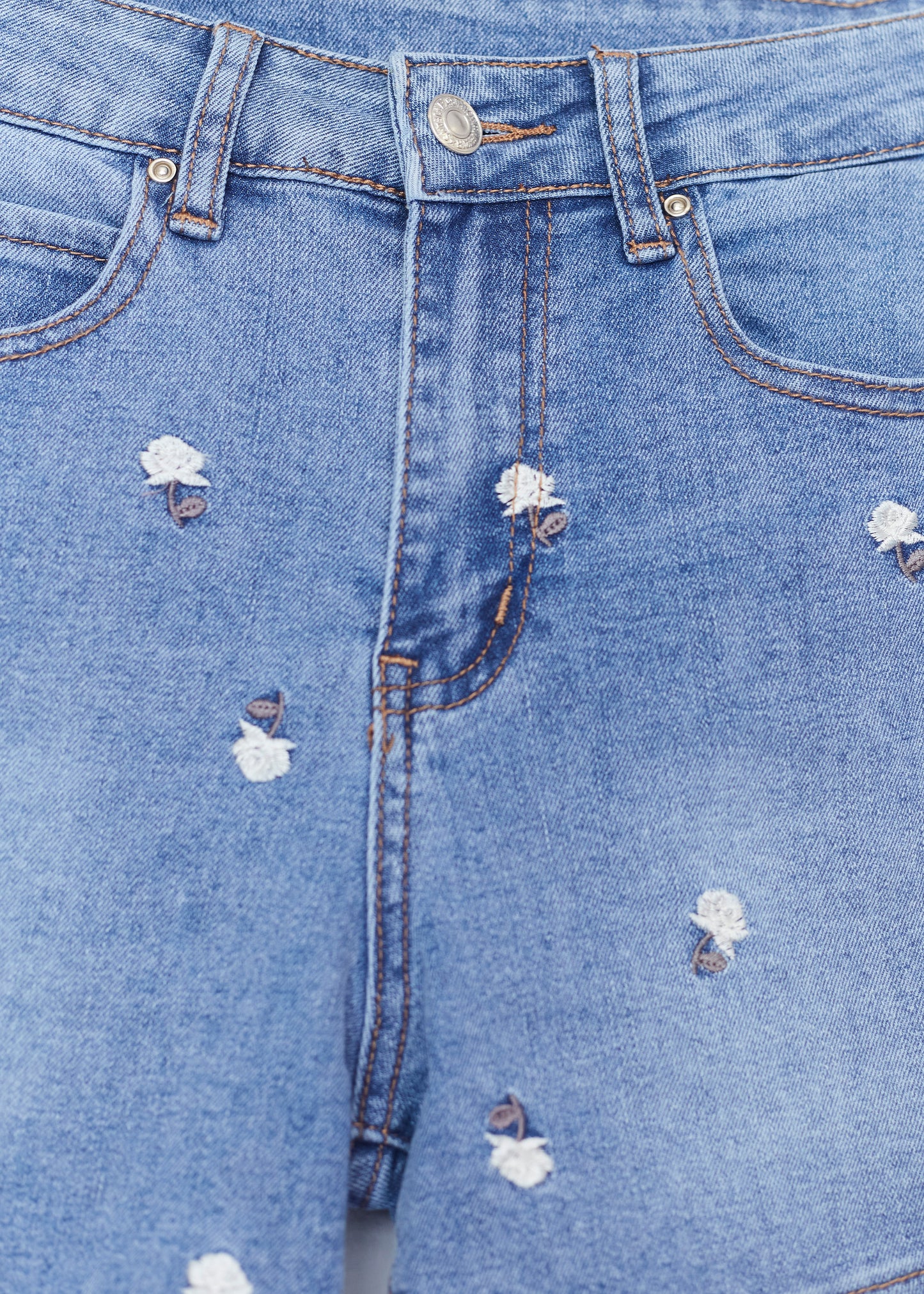 Short denim bordados florales