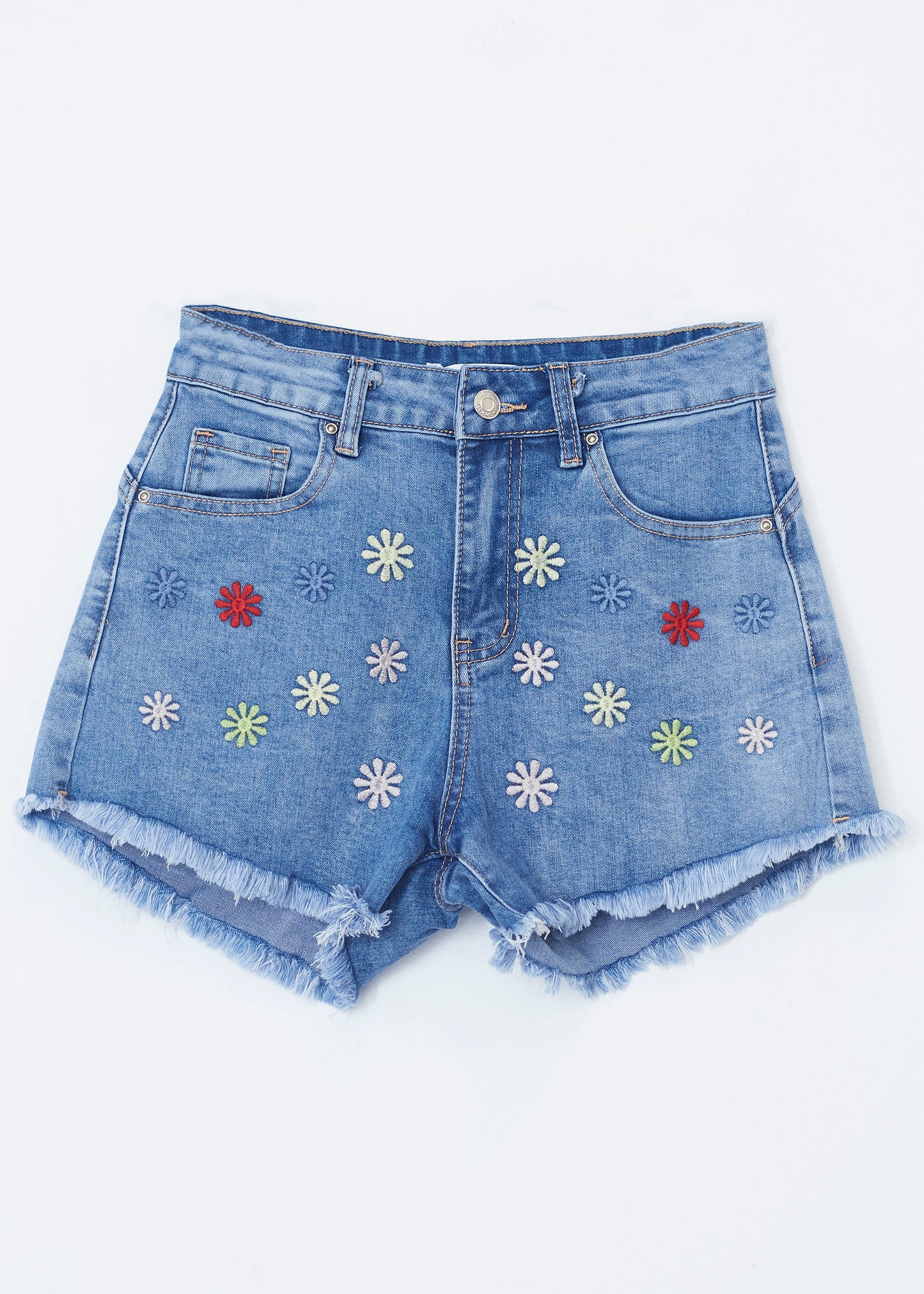 Short denim bordados multicolor