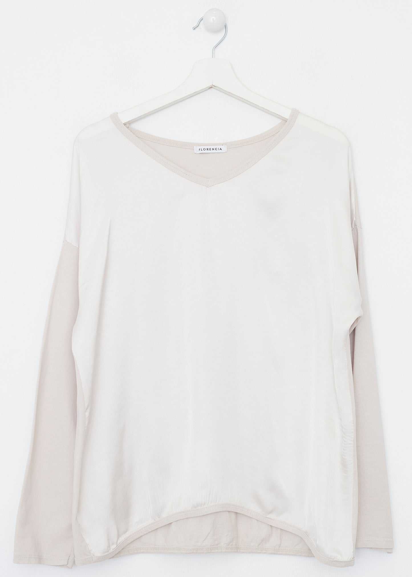 Camiseta bimateria raso cuello punta