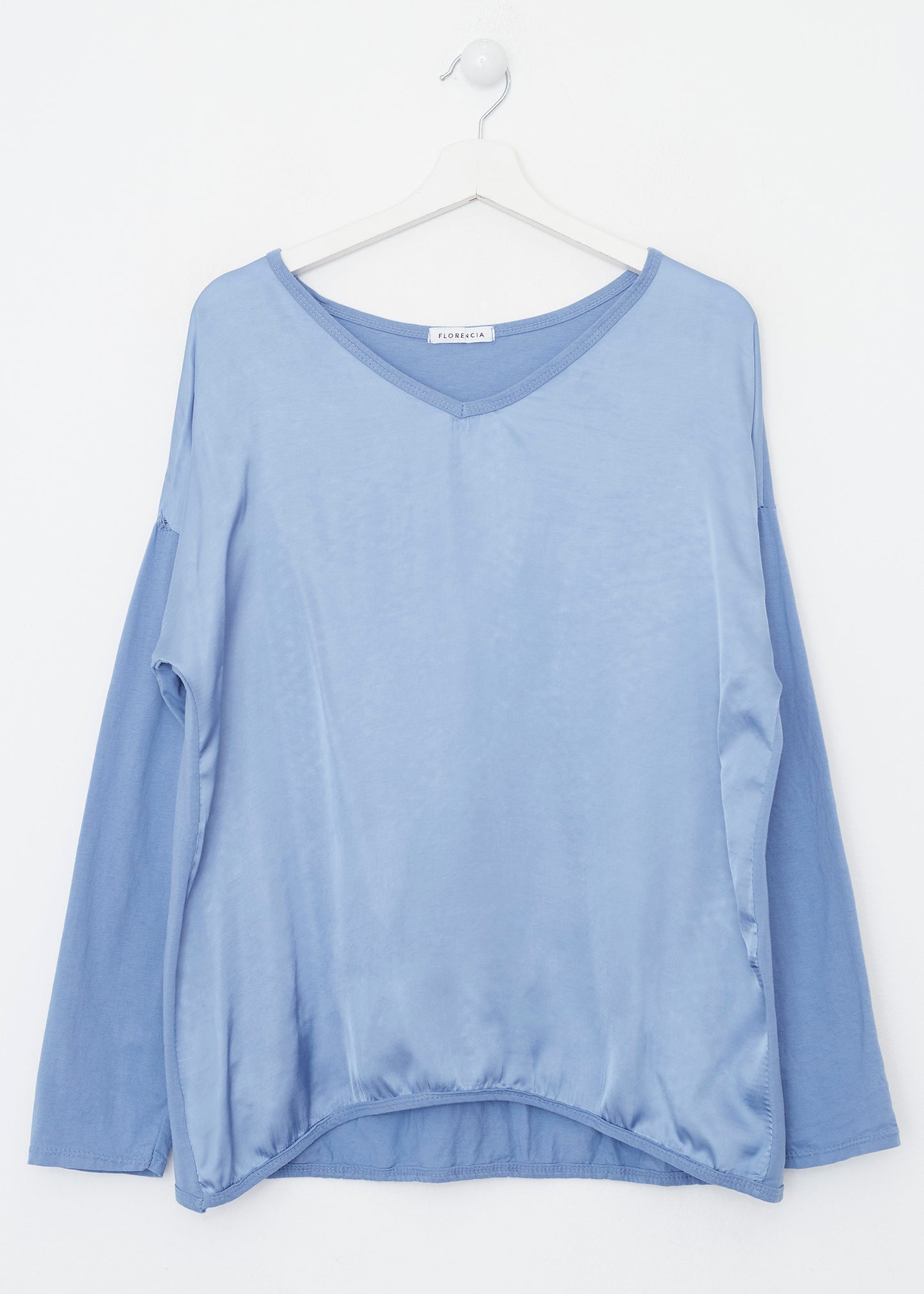 Camiseta bimateria raso cuello punta