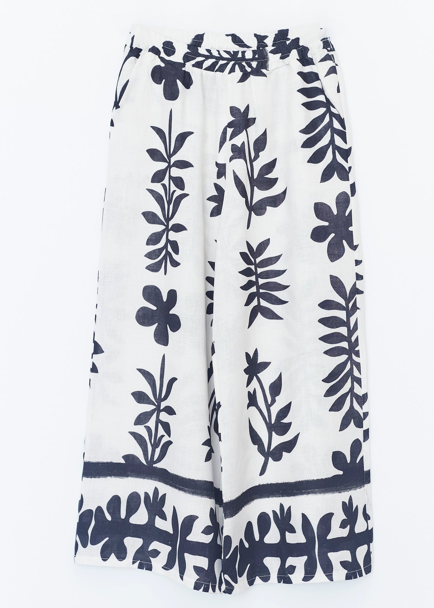 Linen trousers with border