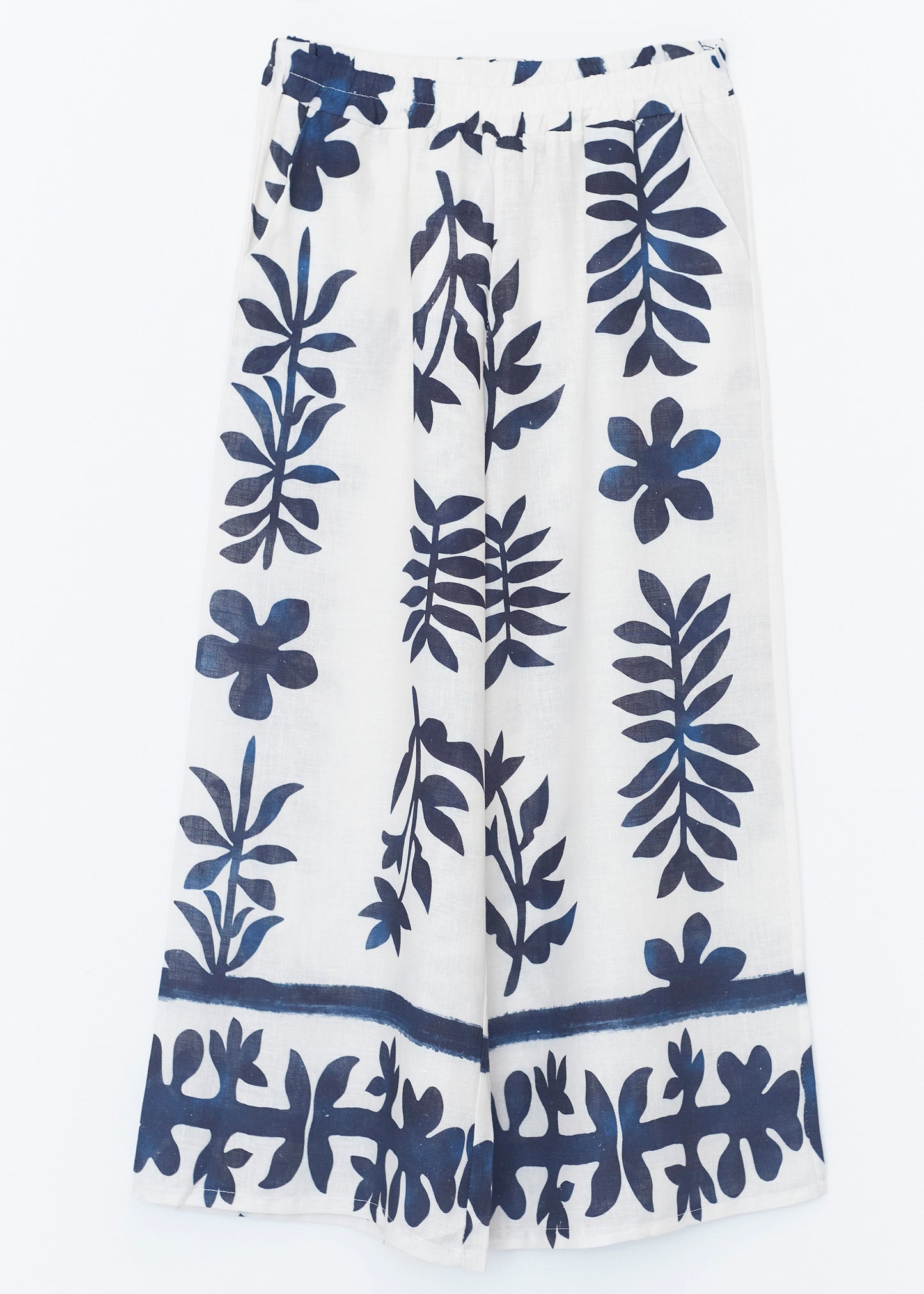 Linen trousers with border