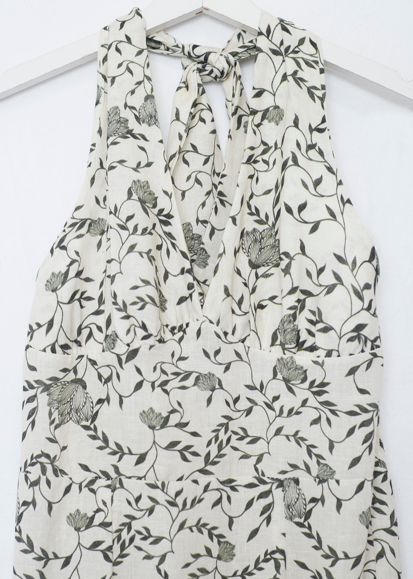 Vestido lino estampado halter