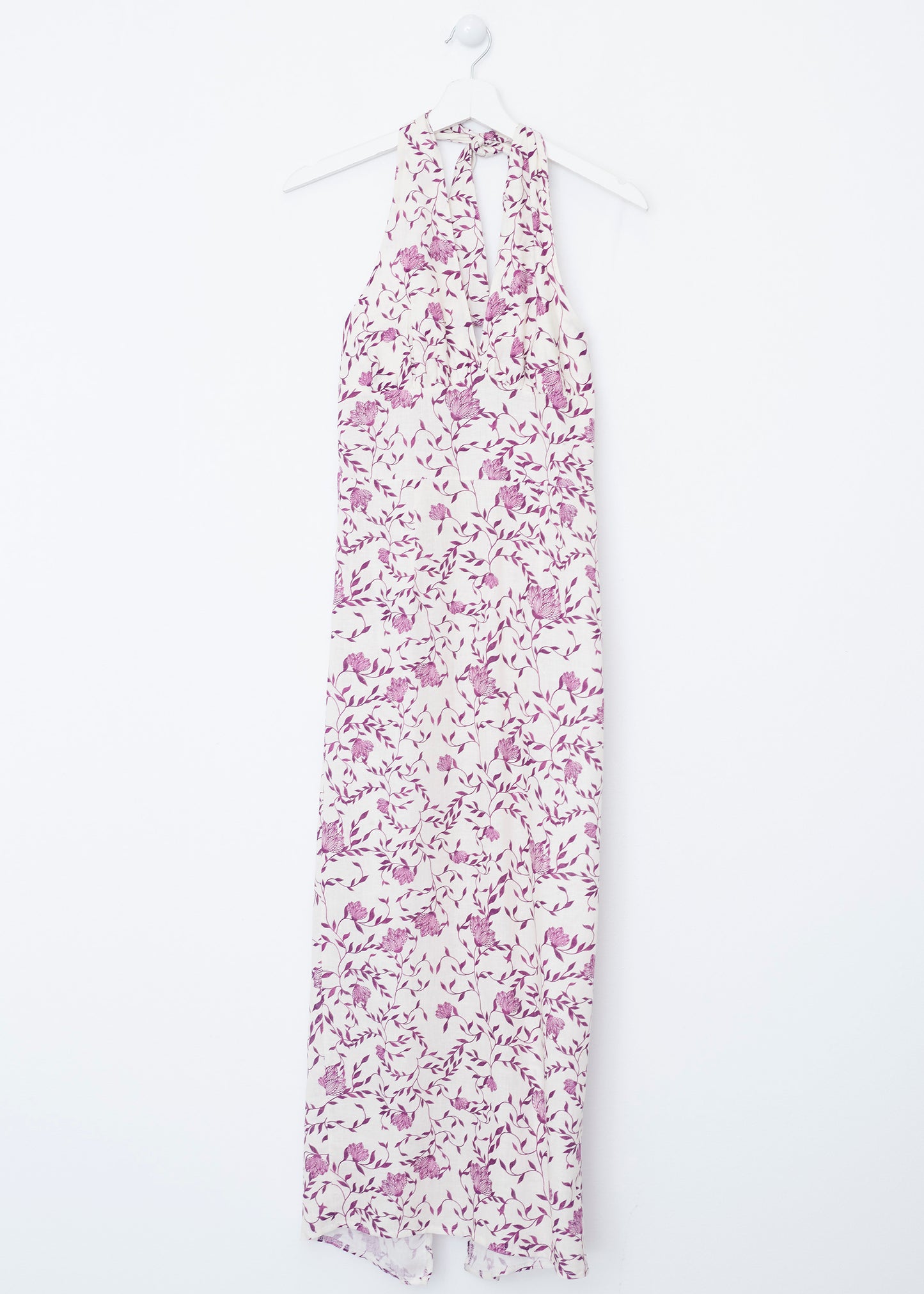 Vestido lino estampado halter