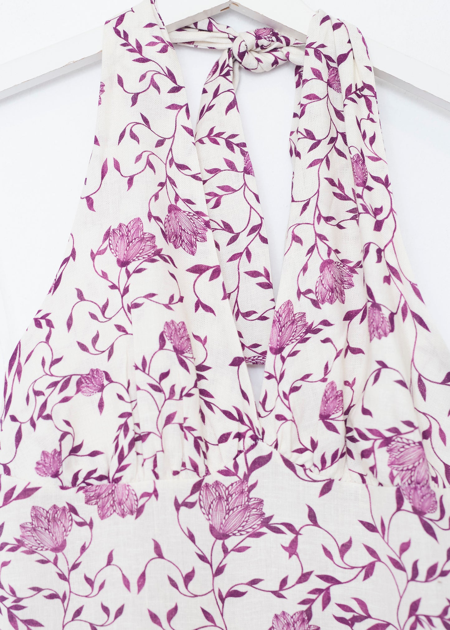 Vestido lino estampado halter