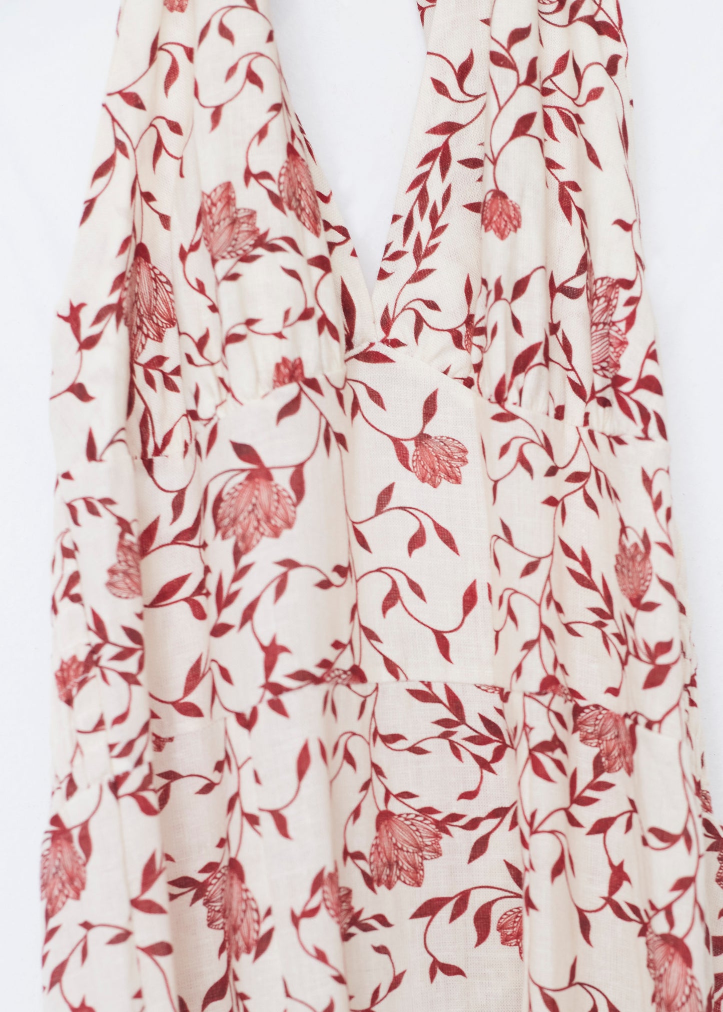 Vestido lino estampado halter