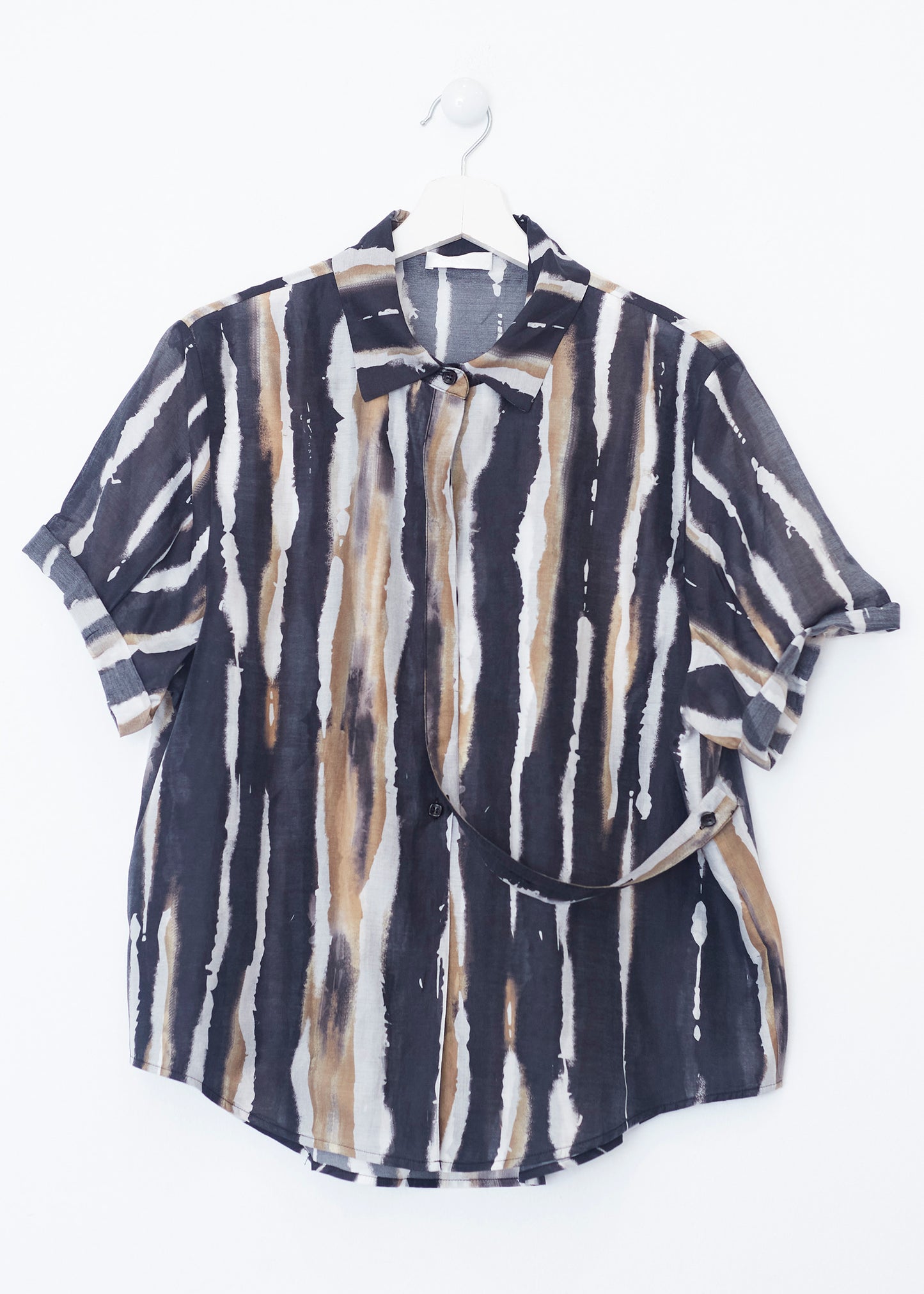 Camisa organza manga corta estampada