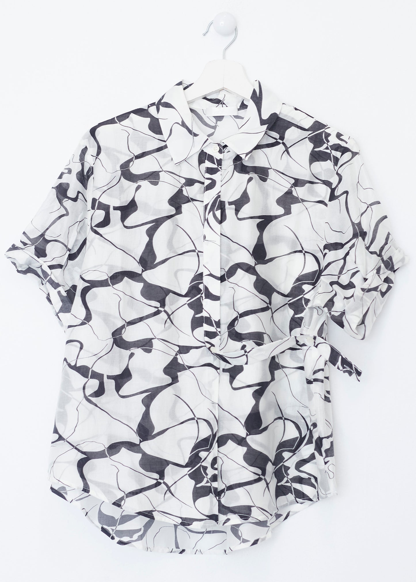 Camisa organza manga corta estampada
