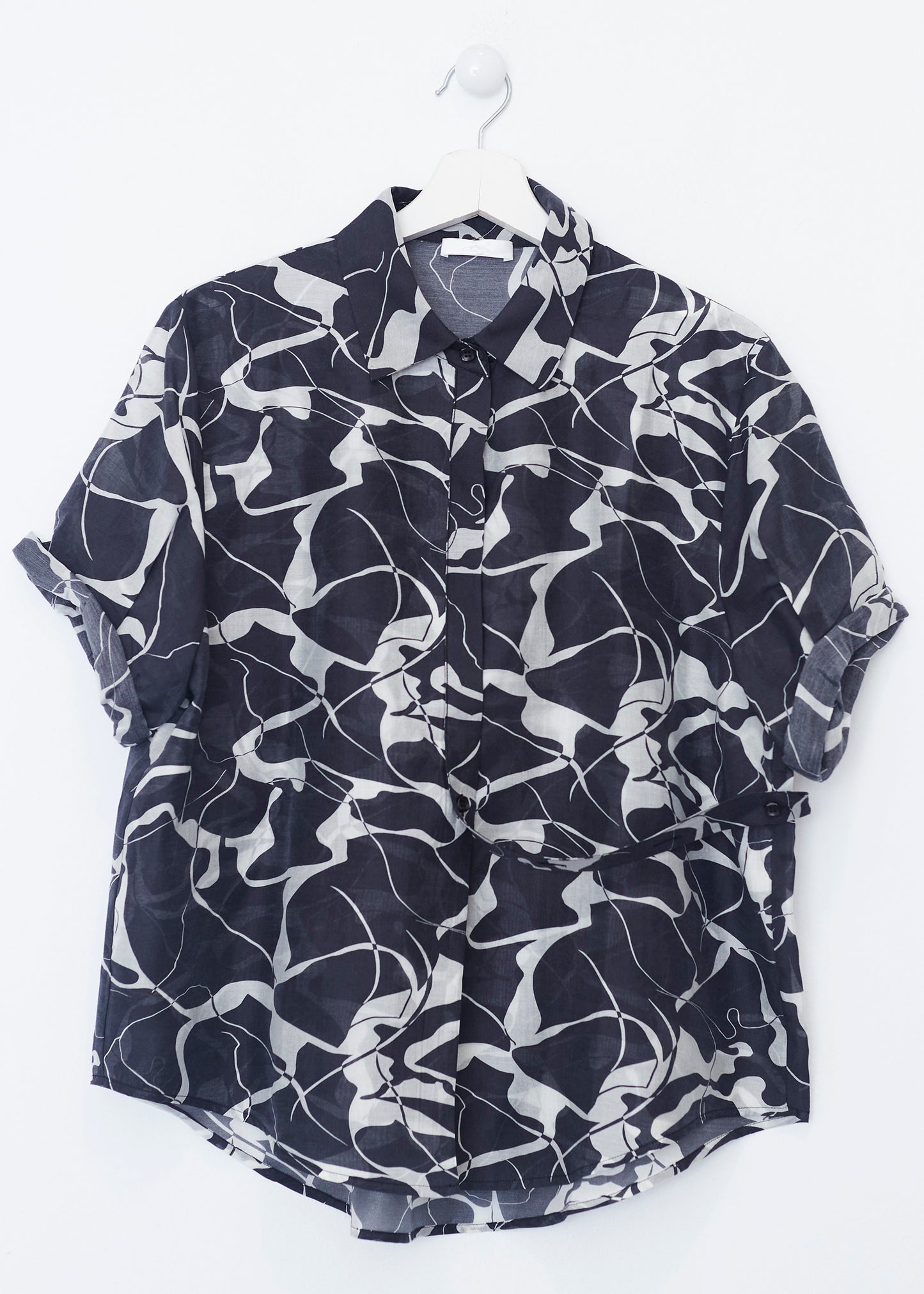 Camisa organza manga corta estampada