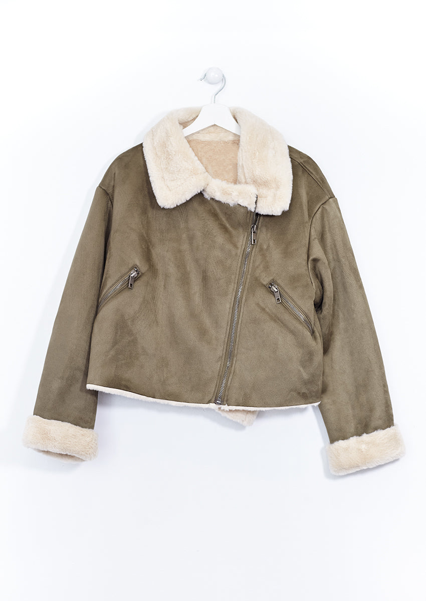 Cazadora biker efecto pelo