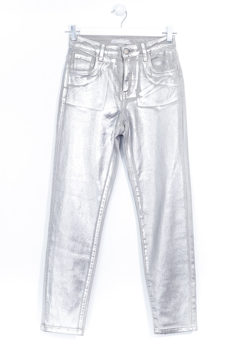 Metallic skinny jeans
