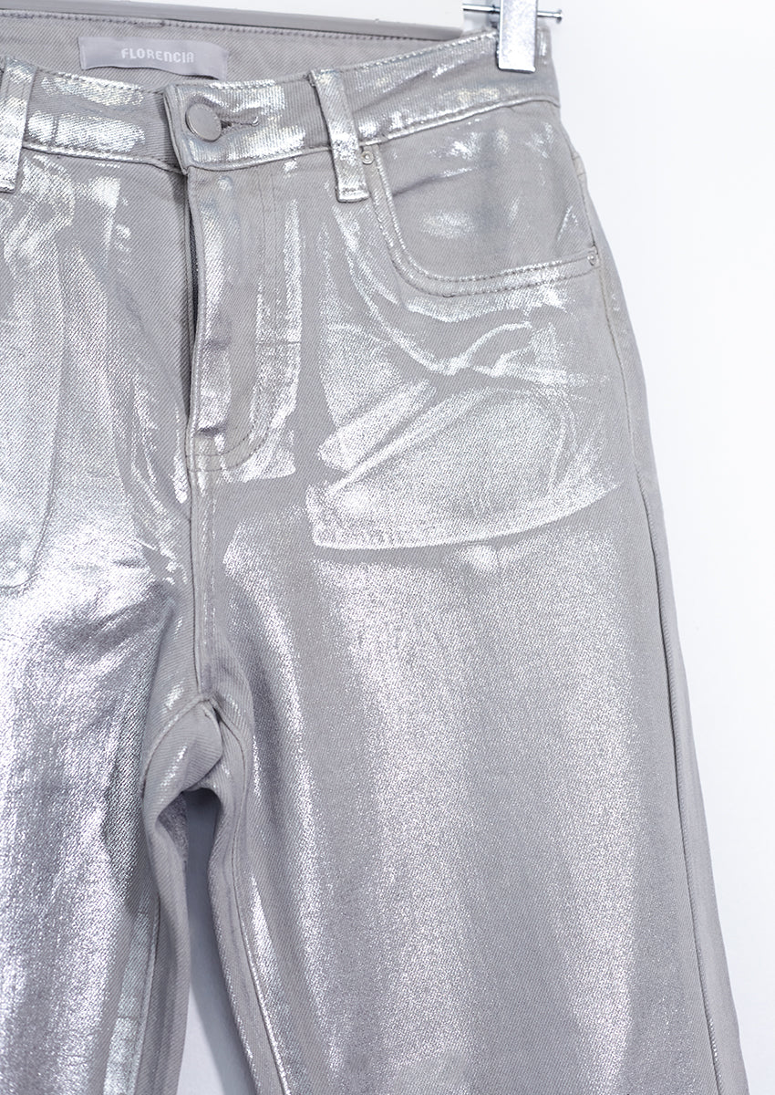 Metallic skinny jeans
