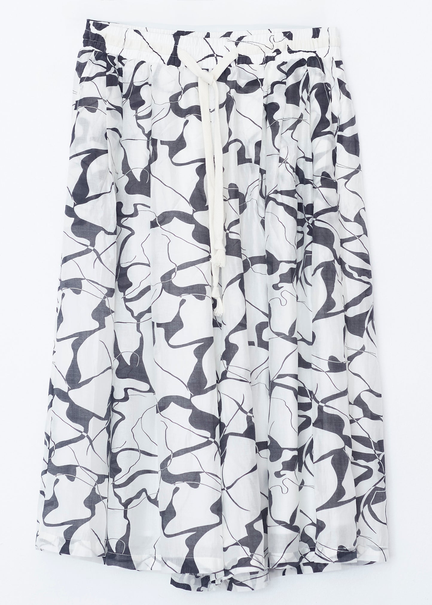 Long printed organza Bermuda shorts