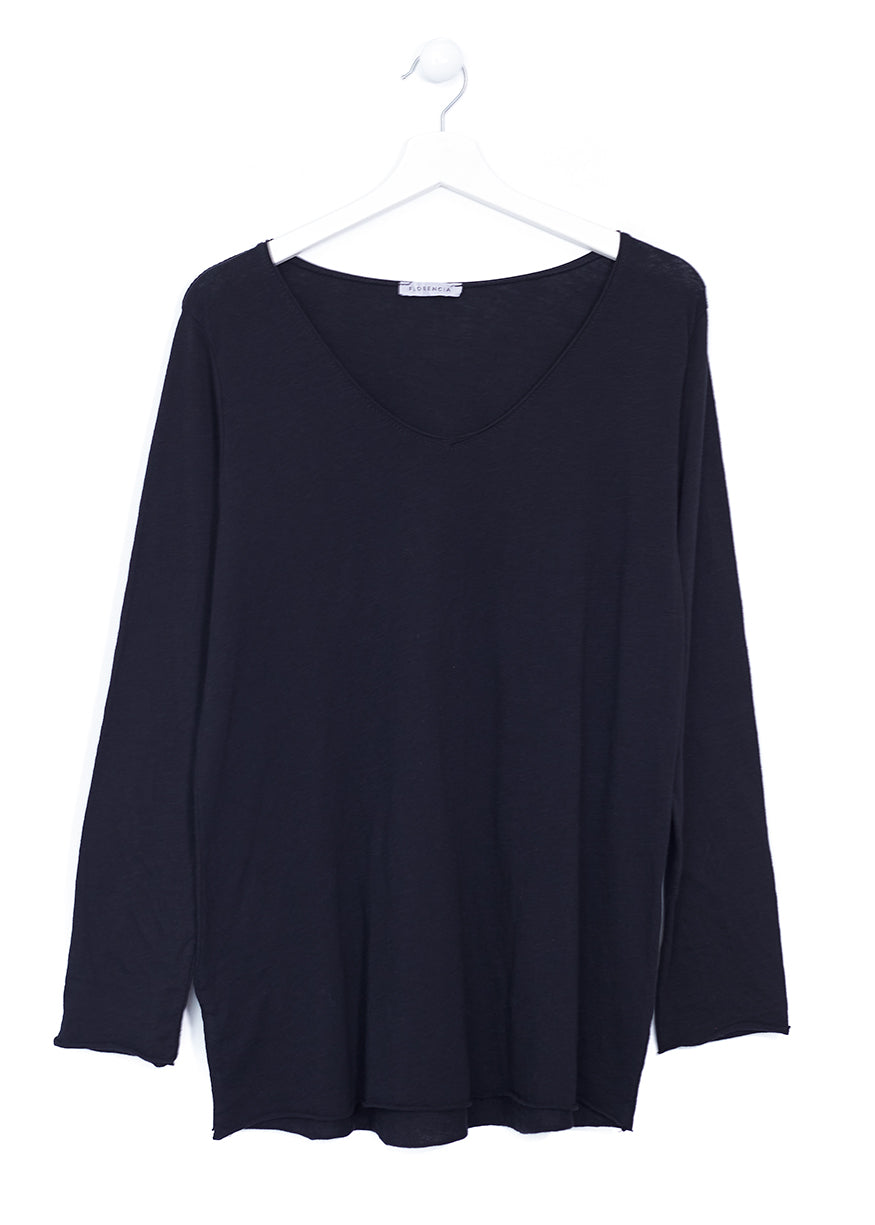 Camiseta algodón cuello punta