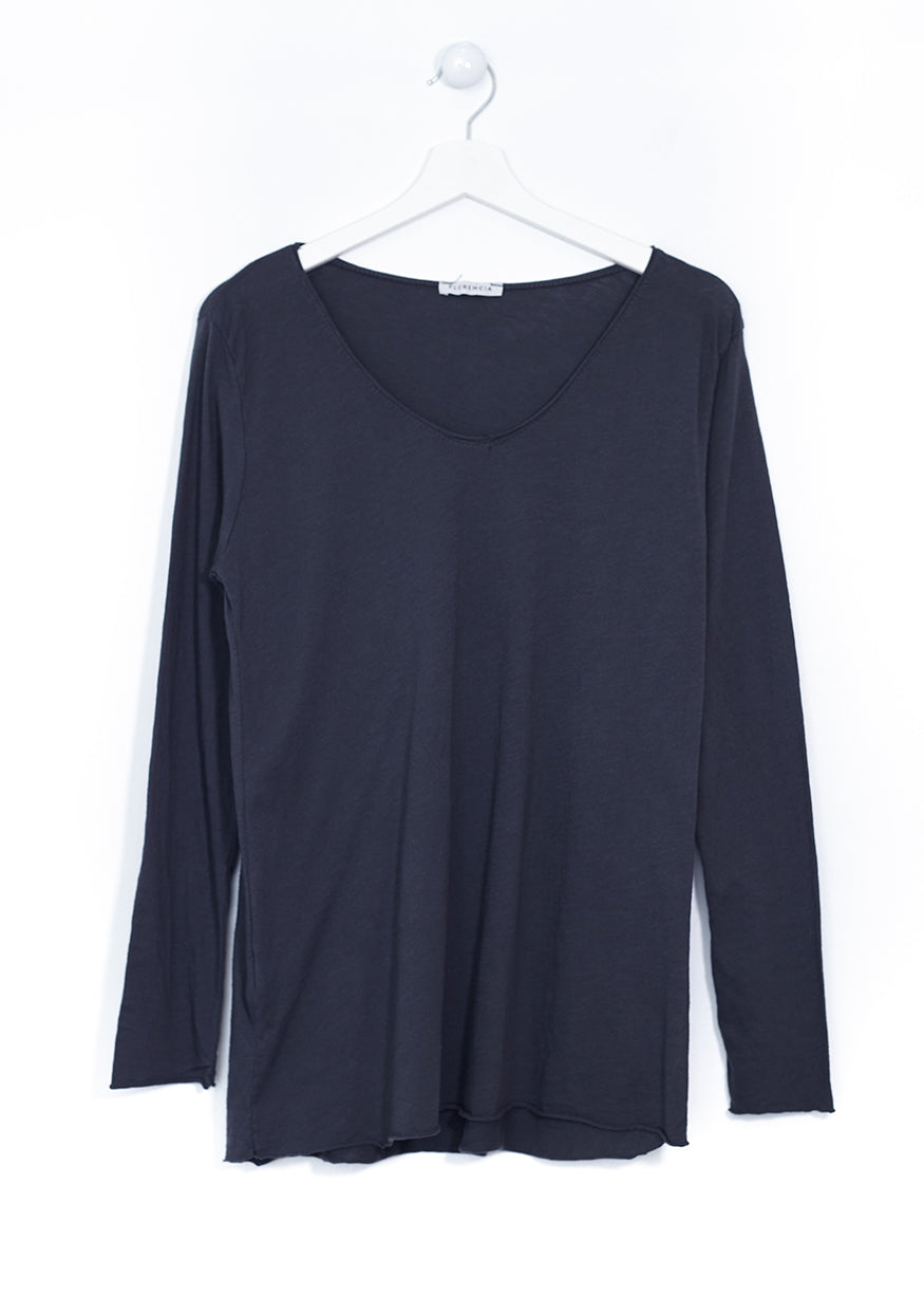 Camiseta algodón cuello punta