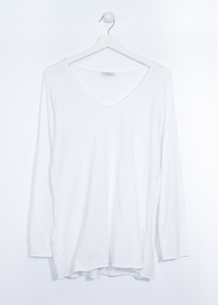 Camiseta algodón cuello punta
