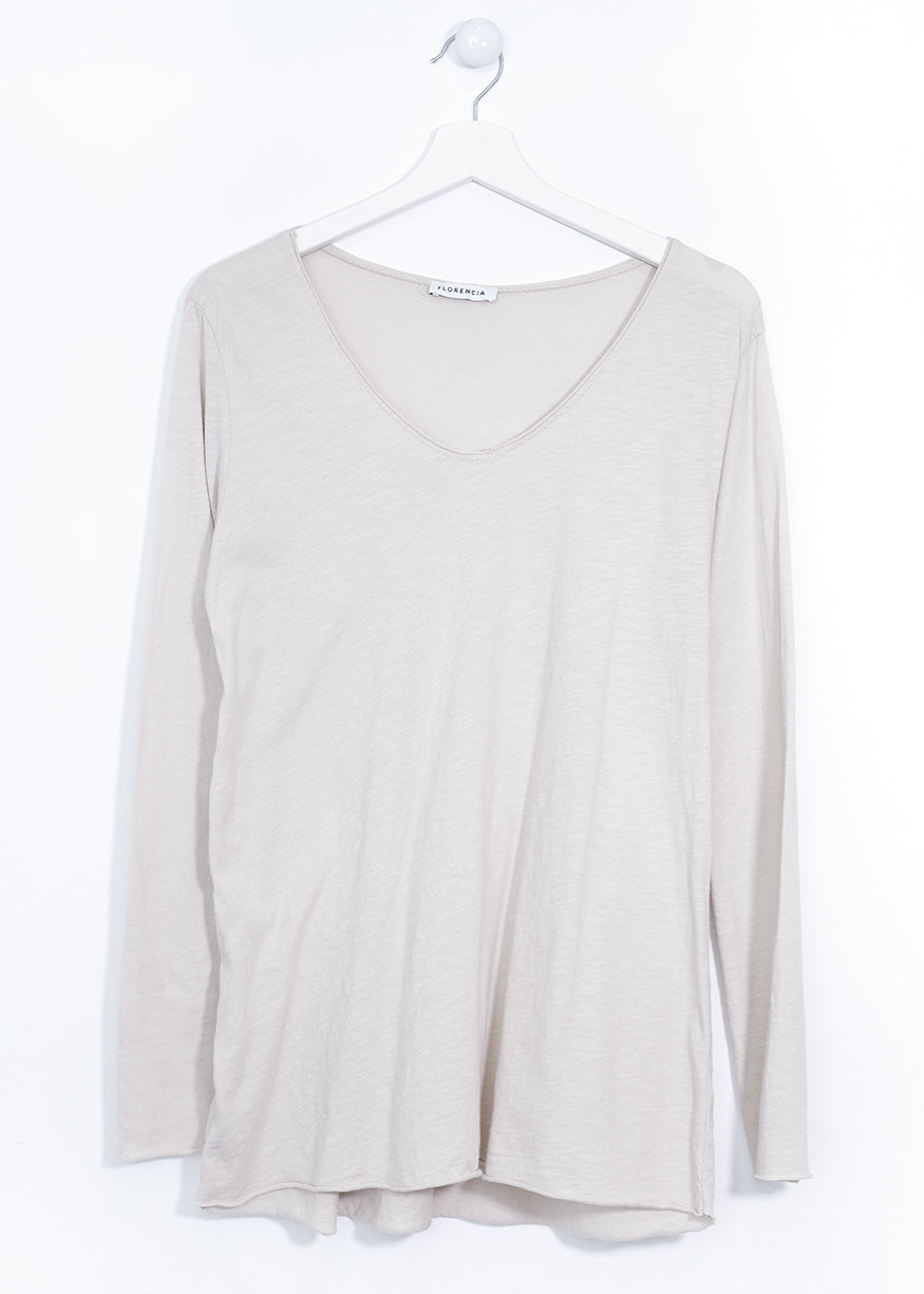 Camiseta algodón cuello punta