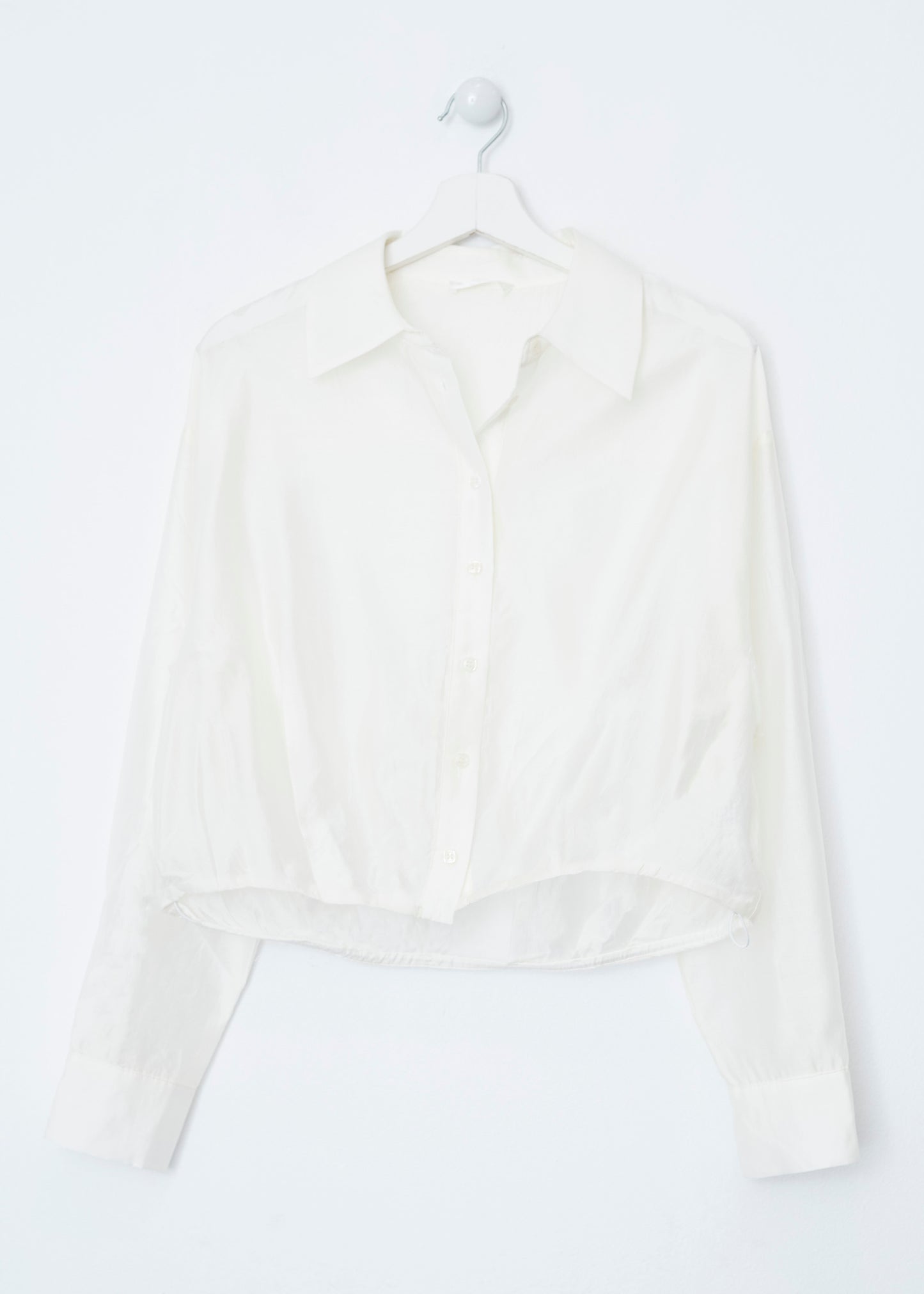 Short organza shirt with pleats