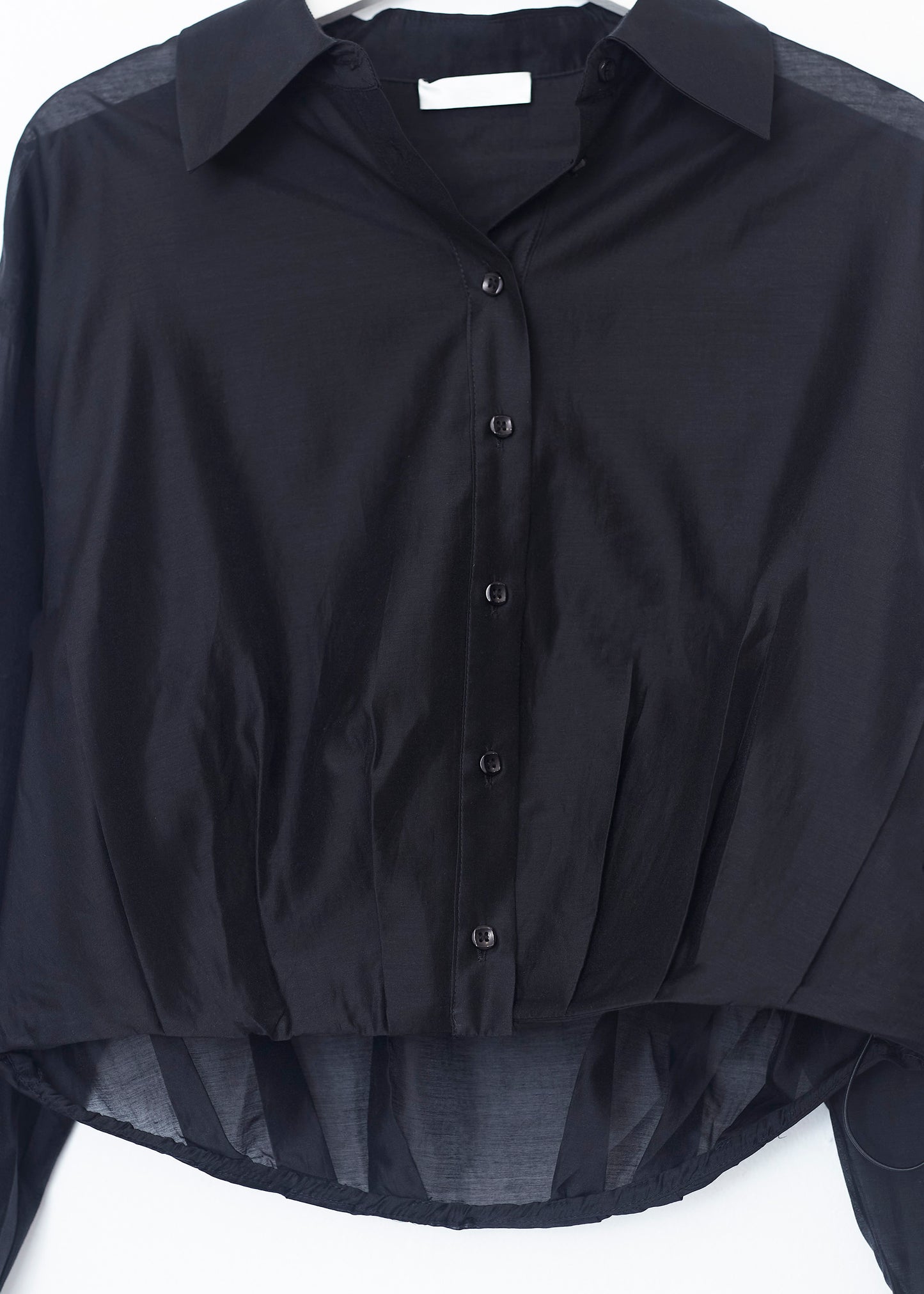 Short organza shirt with pleats