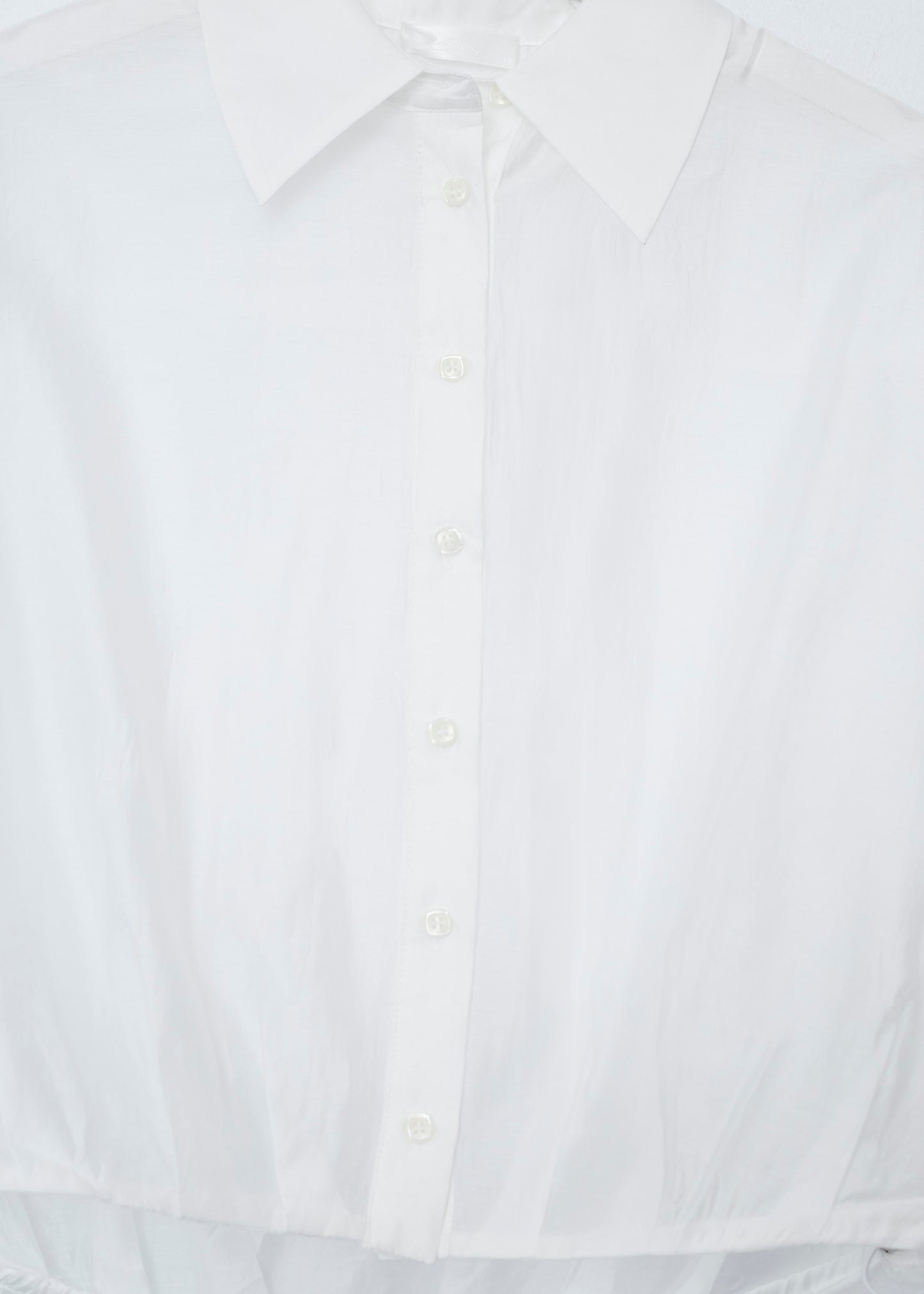 Short organza shirt with pleats