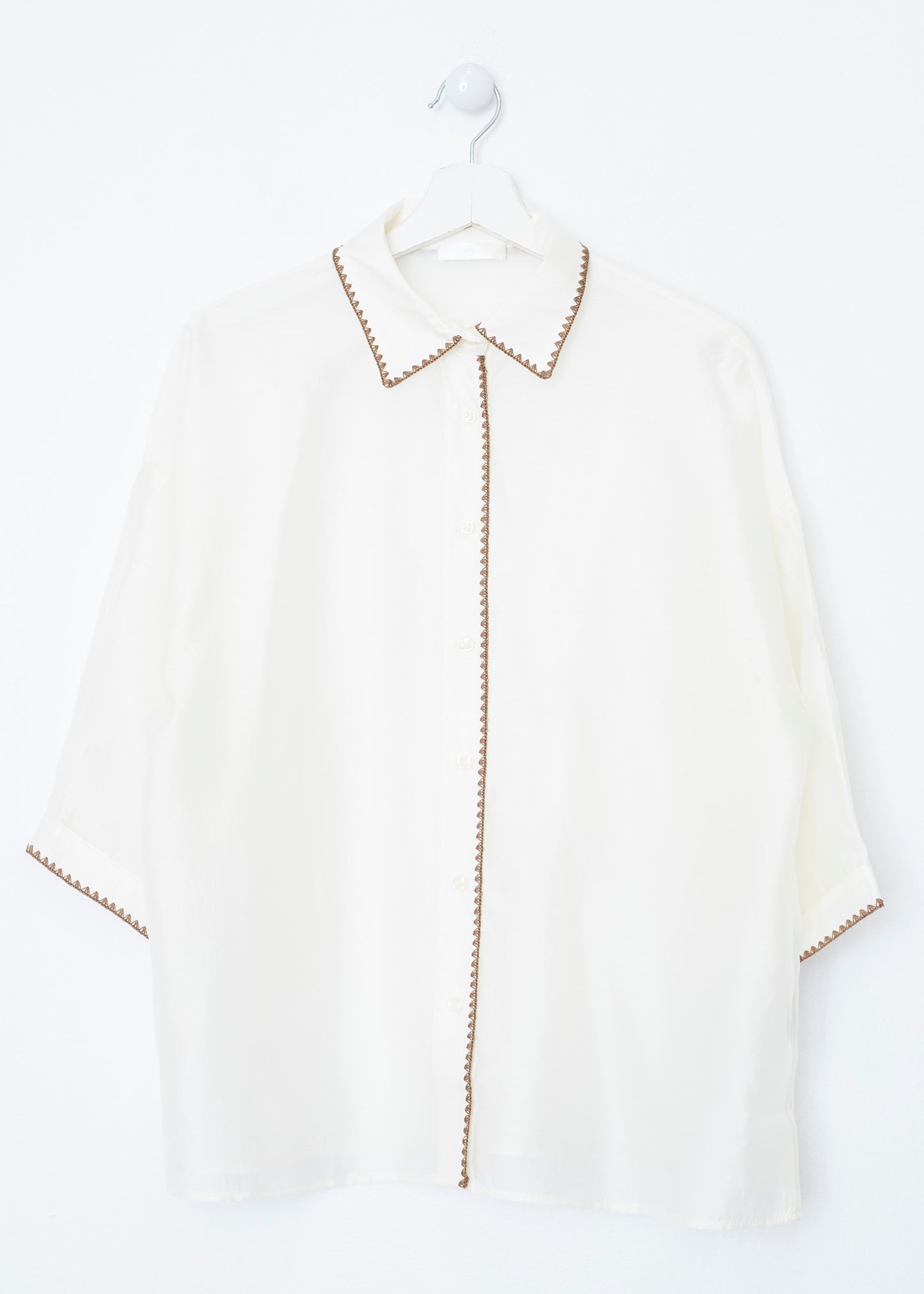 Organza shirt with crochet detail