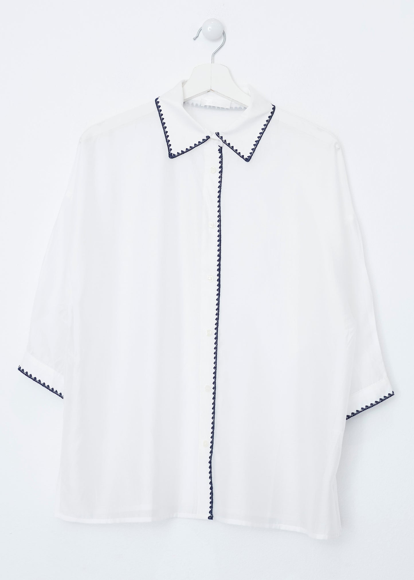 Organza shirt with crochet detail