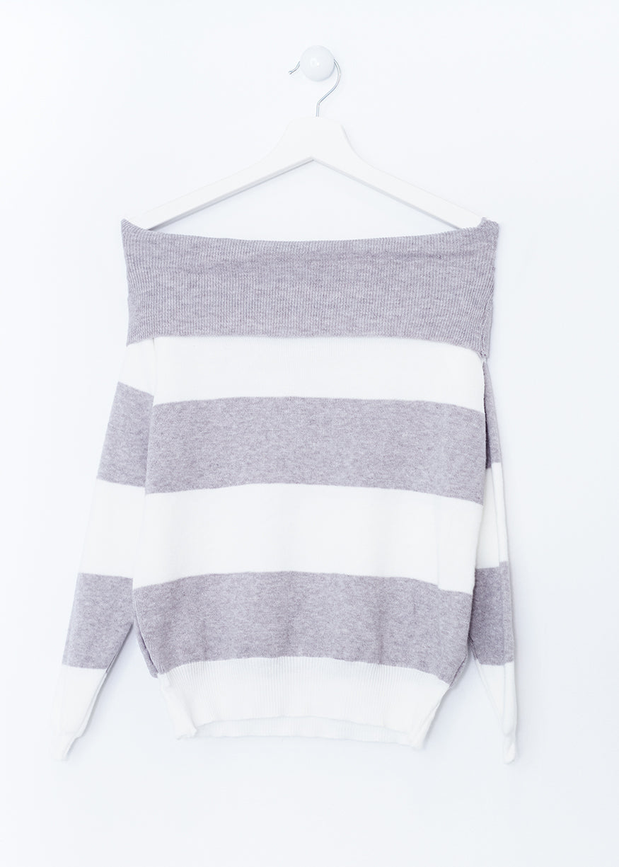 Striped off shoulder sweater
