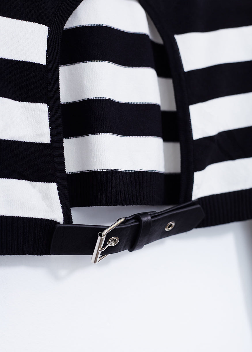 Striped opening sweater
