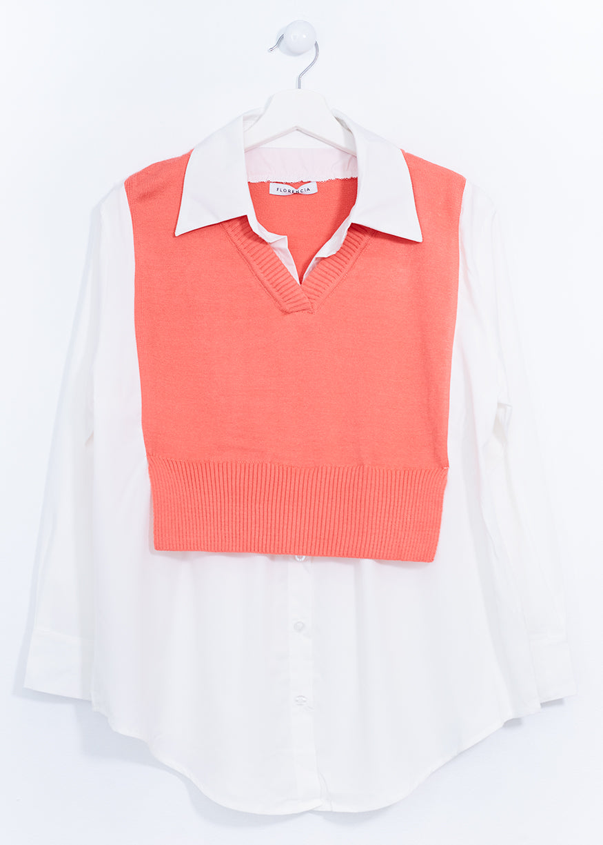Tricot vest combined shirt