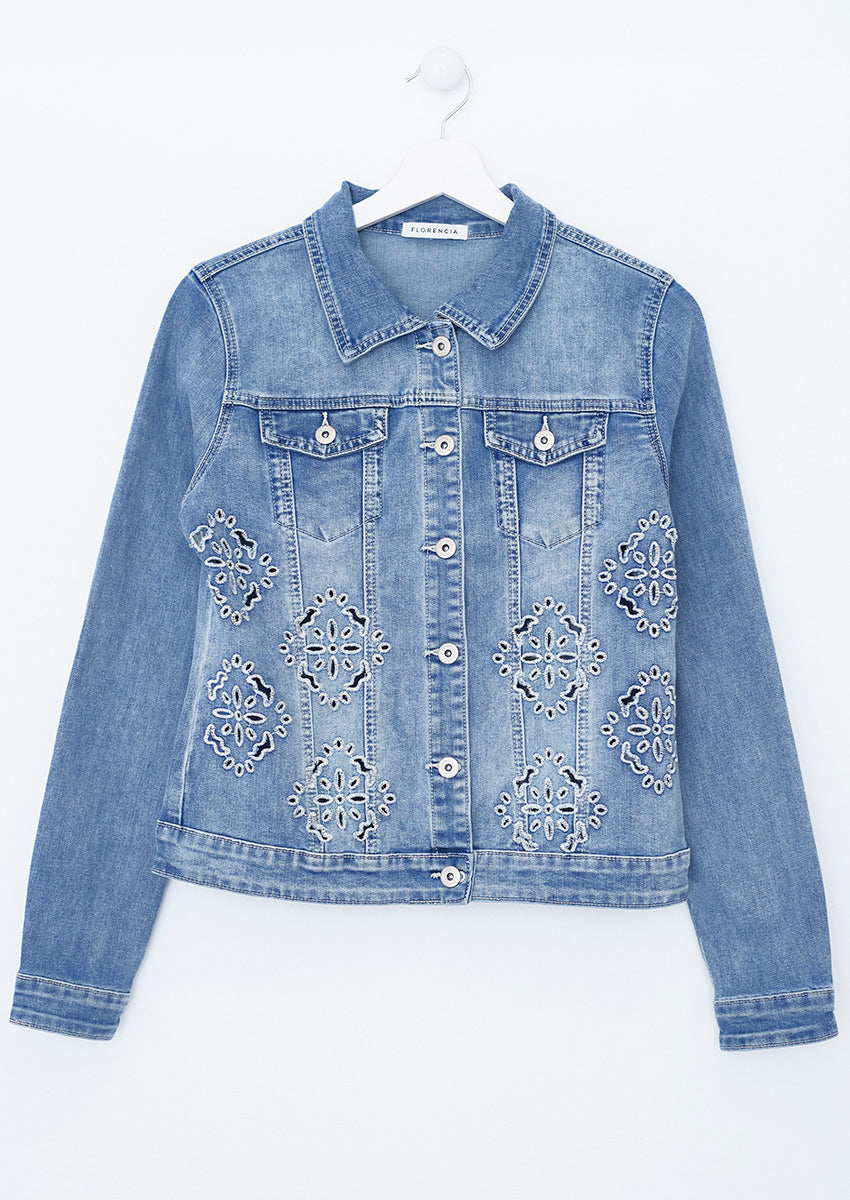 Caçadora denim brodats