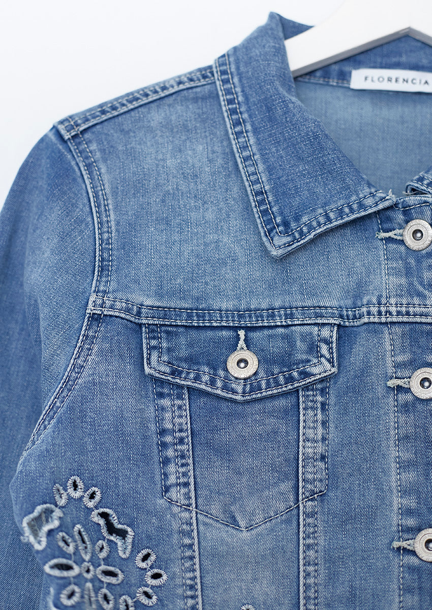Caçadora denim brodats