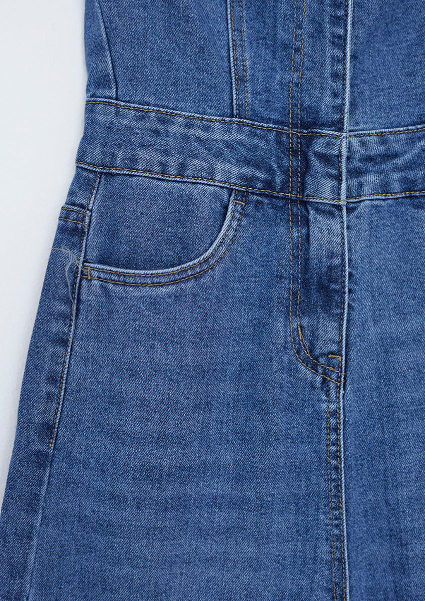 Zipper denim jumpsuit