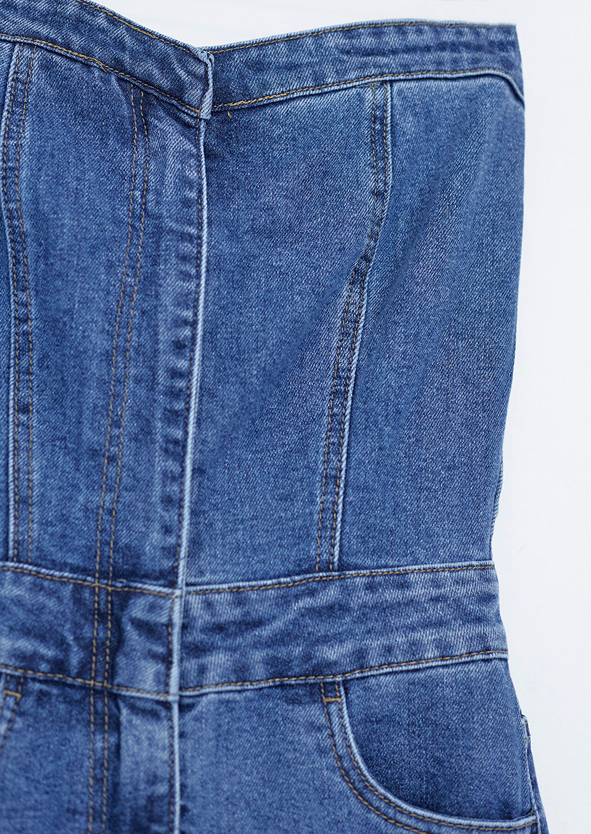 Zipper denim jumpsuit