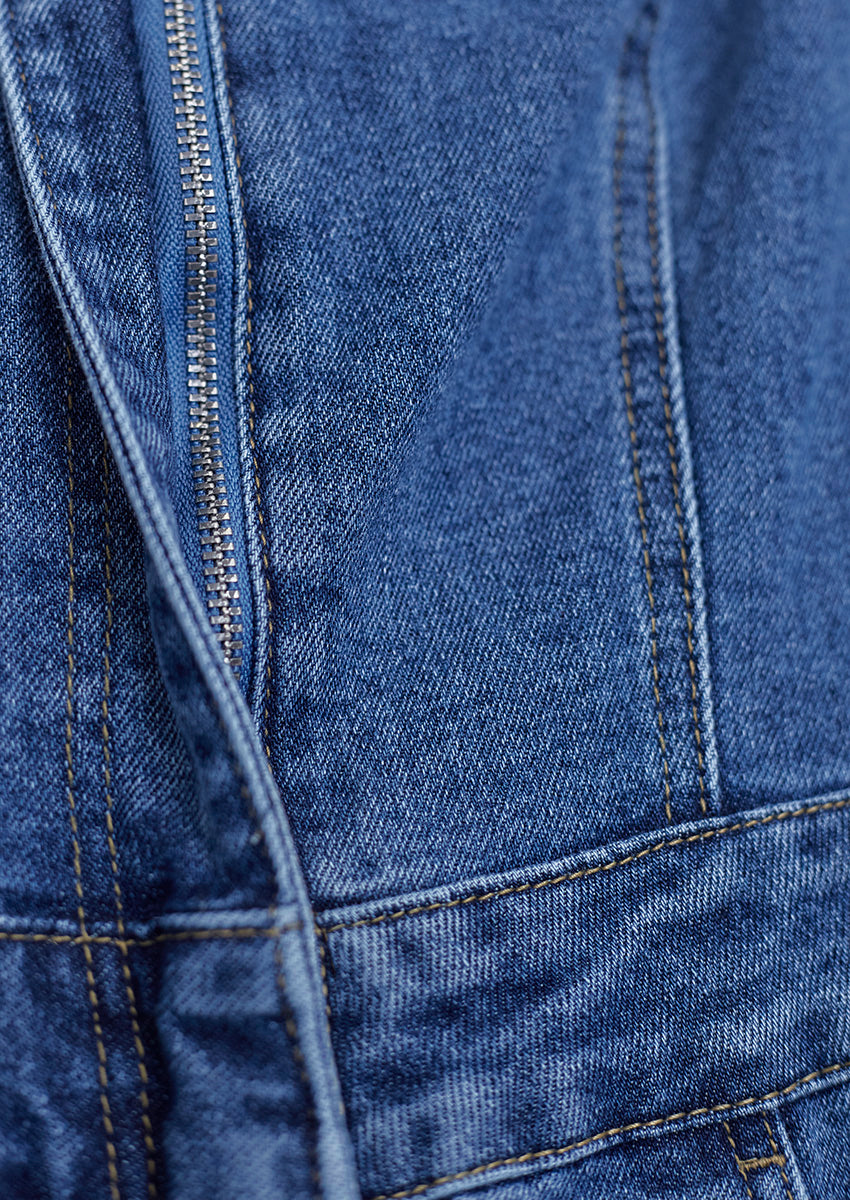 Zipper denim jumpsuit