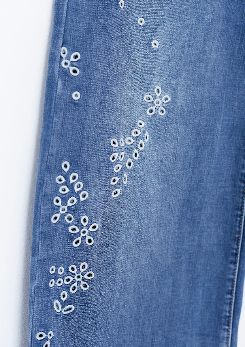 Jeans wide leg bordados