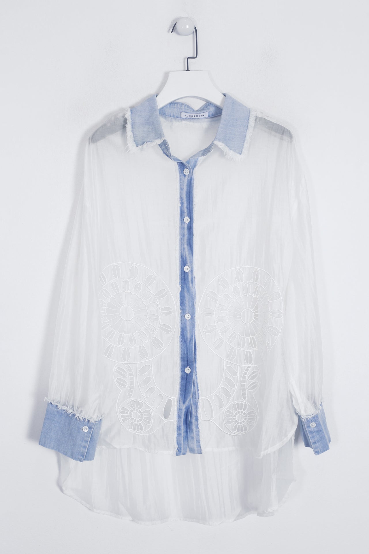 Camisa bordada denim