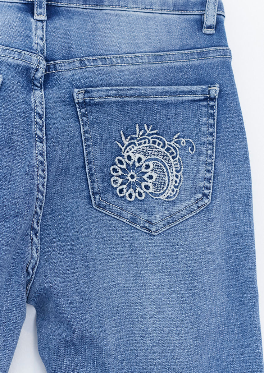Jeans cropped bordado