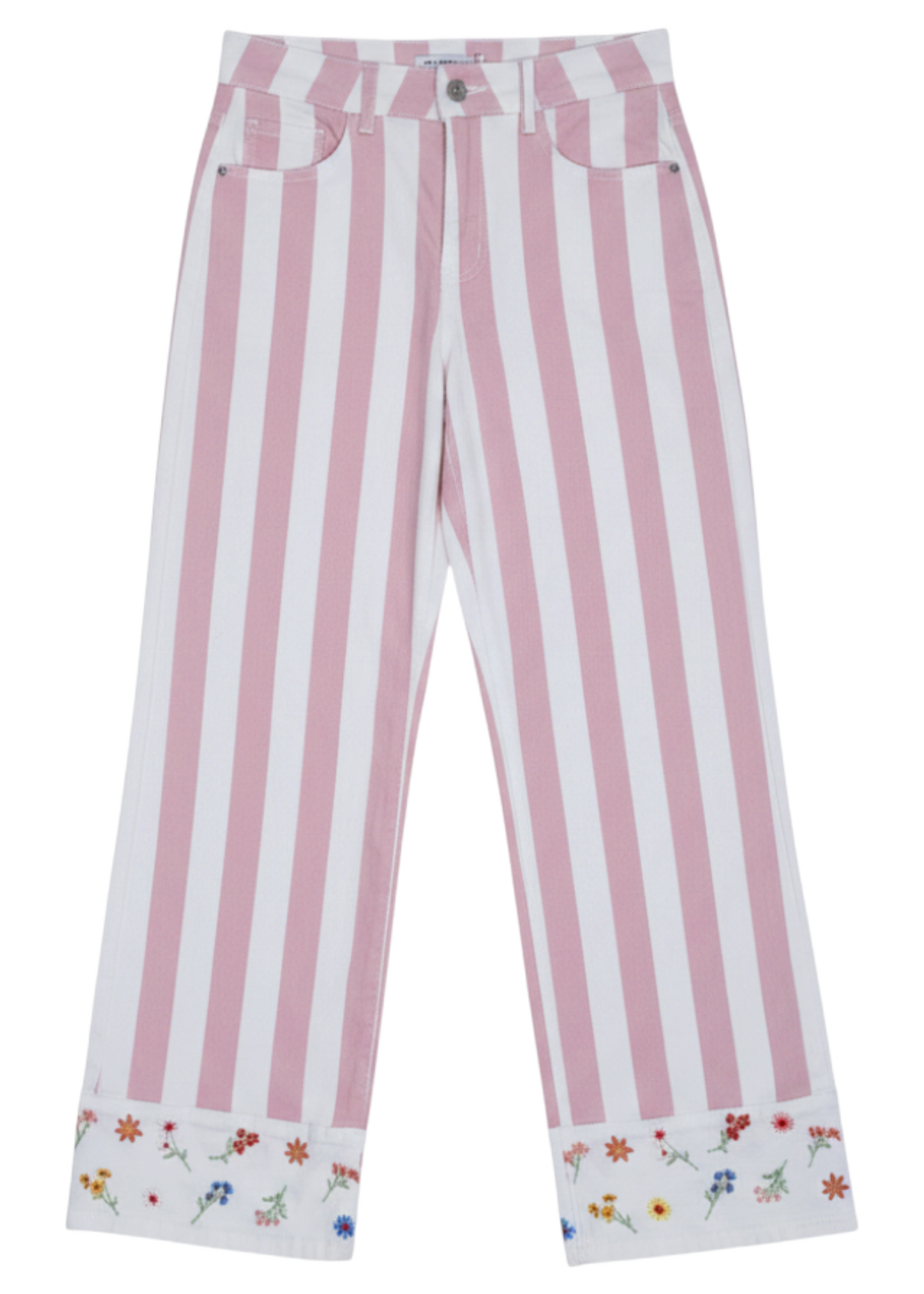 Jeans rayas bordado