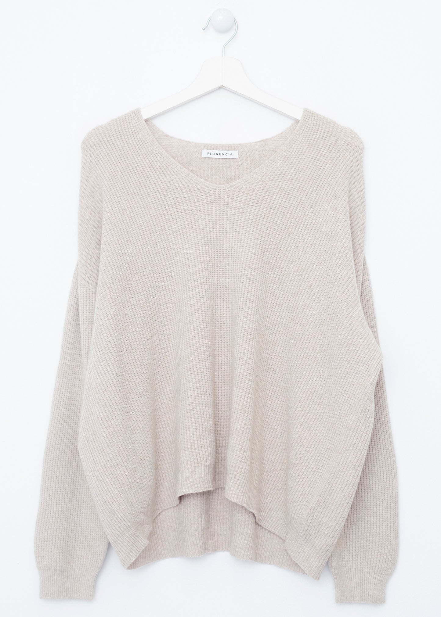 Seamless point-neck sweater