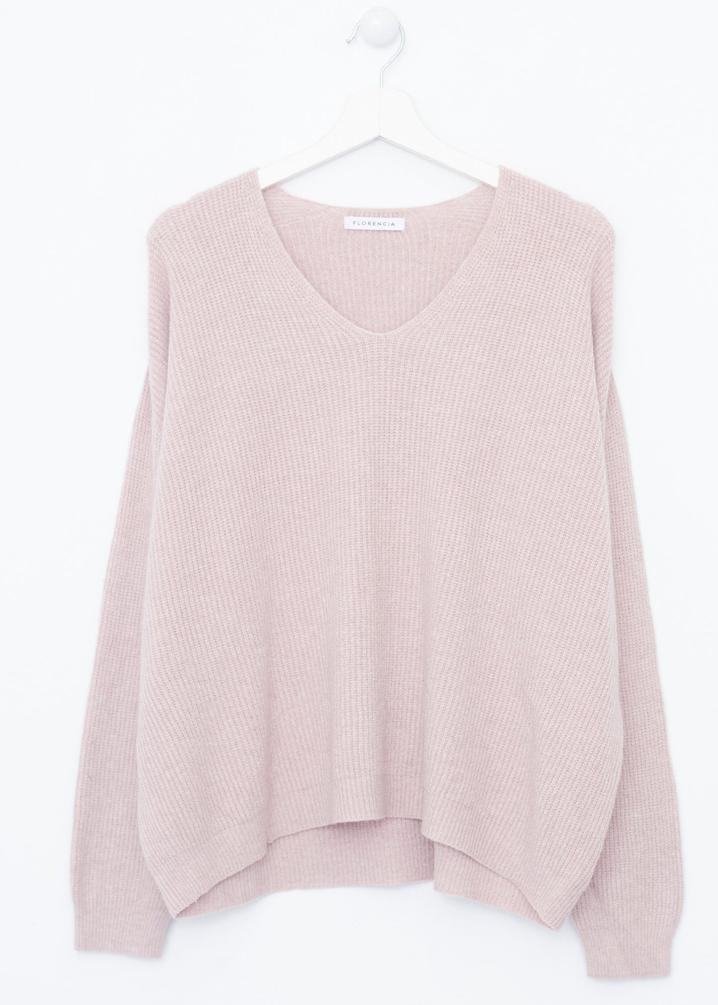Seamless point-neck sweater