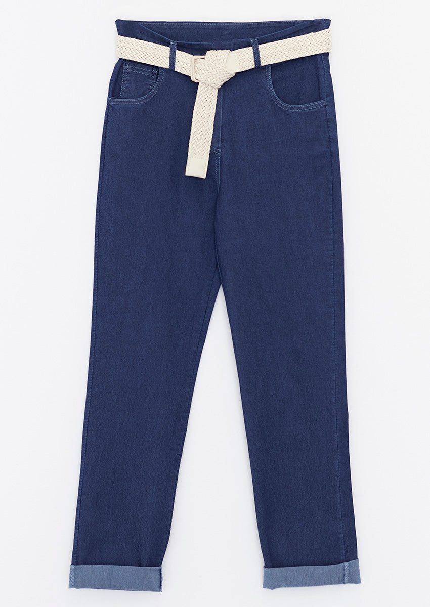Belted skinny jeans