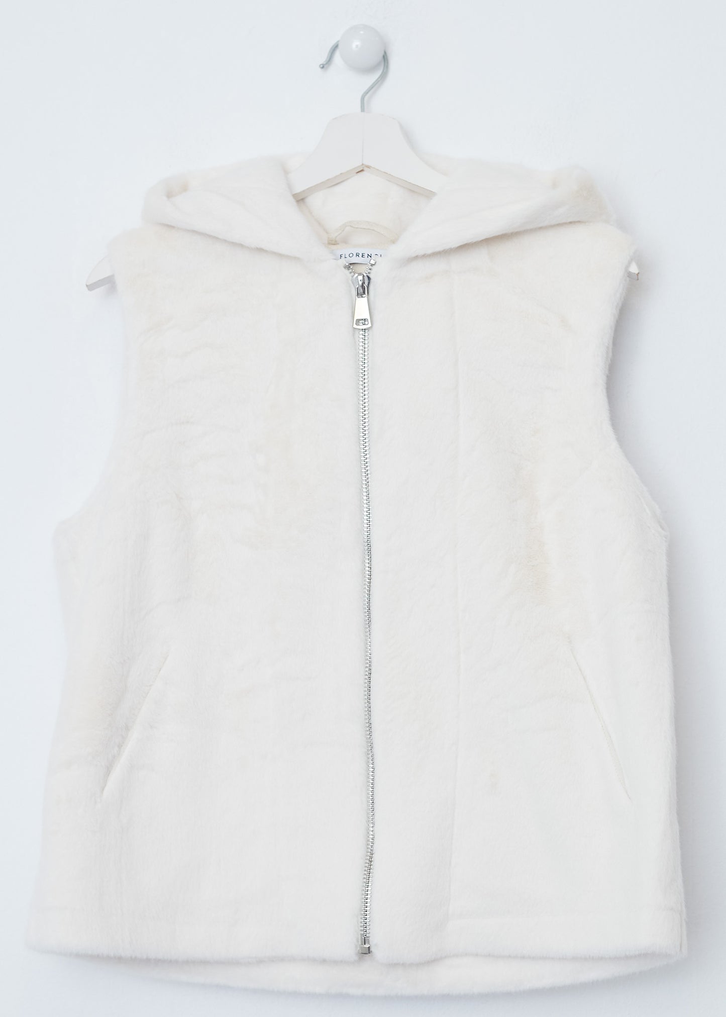 Faux fur vest with hood