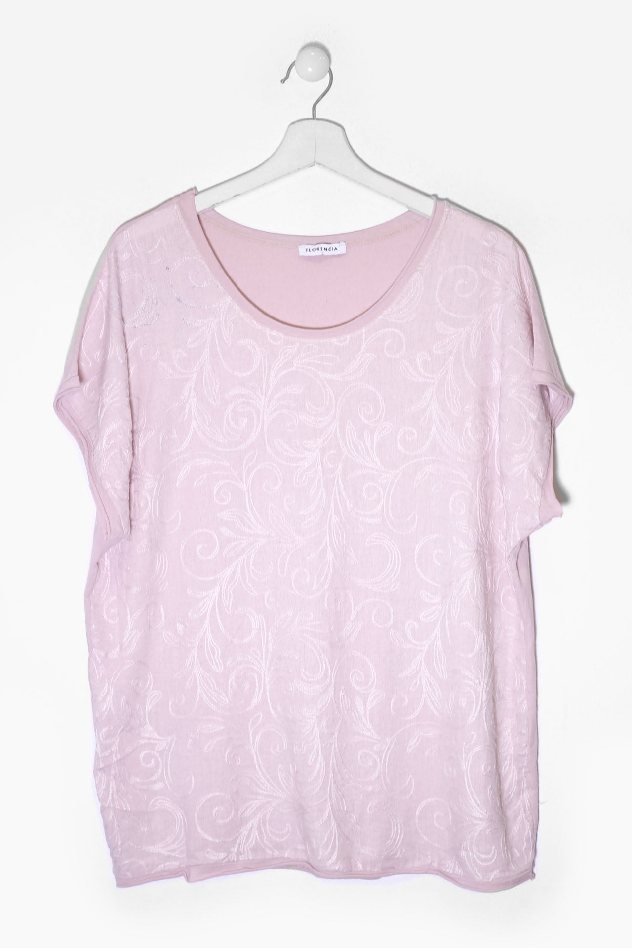 Camiseta bordada cuello redondo