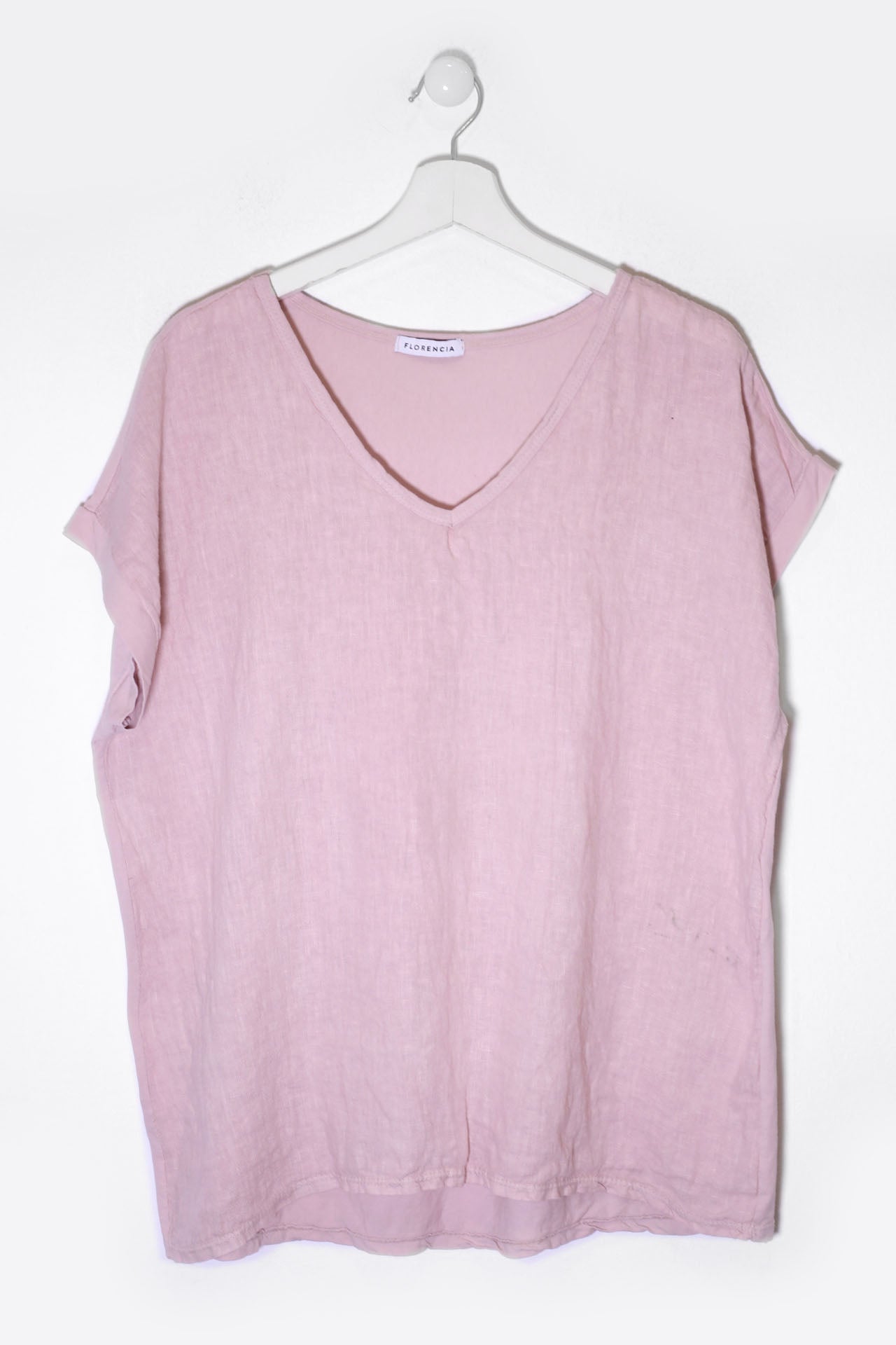 Camiseta lino cuello punta