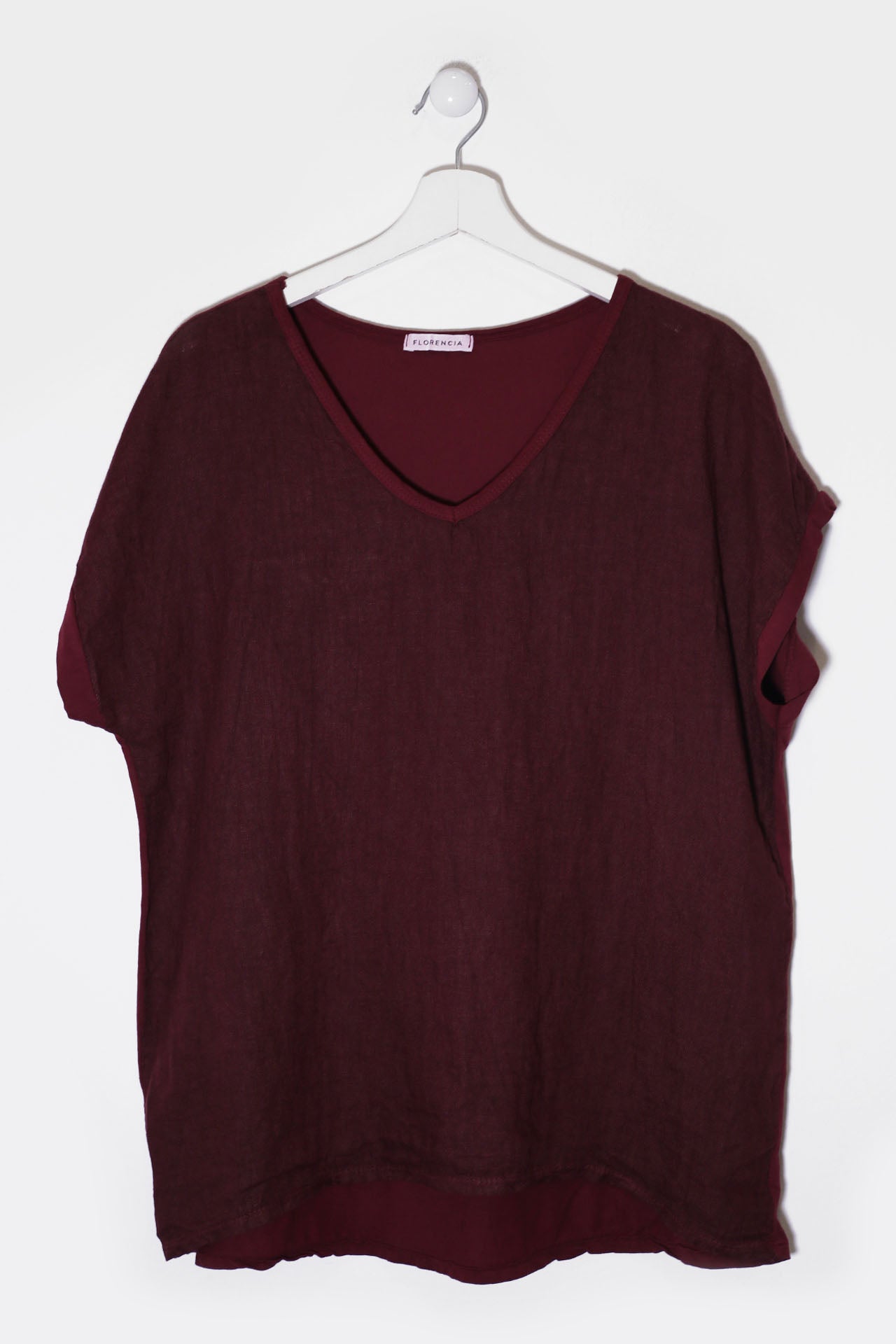 Camiseta lino cuello punta
