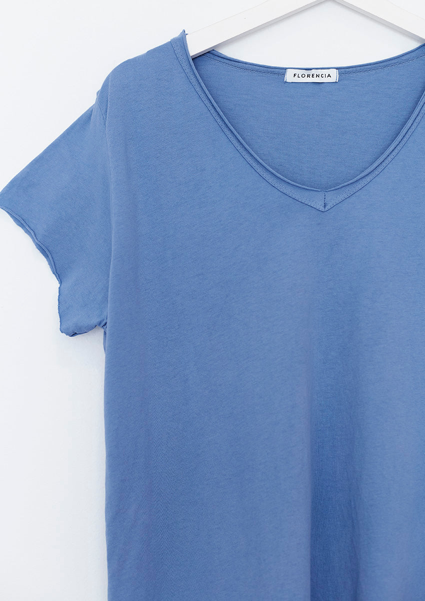 Camiseta algodón cuello pico